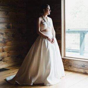 Chosen by Kyha Sienna Skirt + Sol Top Two-Piece Wedding Dress, Bright Ivory, AU